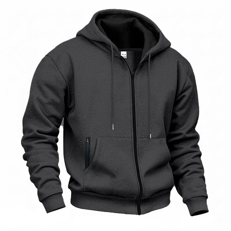 Warm gefütterter Kapuzen-Sweatshirt mit durchgehendem Reißverschluss für Herren