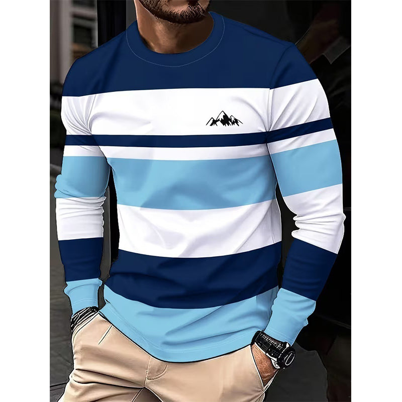 Gestreiftes Langarmshirt für Herren mit Rundhalsausschnitt