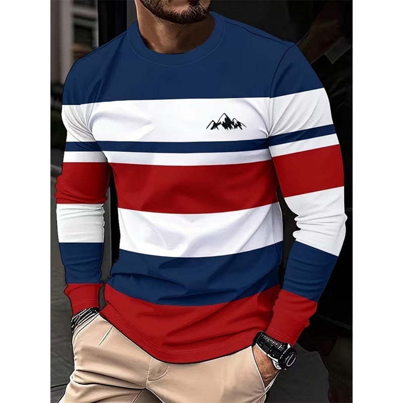 Gestreiftes Langarmshirt für Herren mit Rundhalsausschnitt