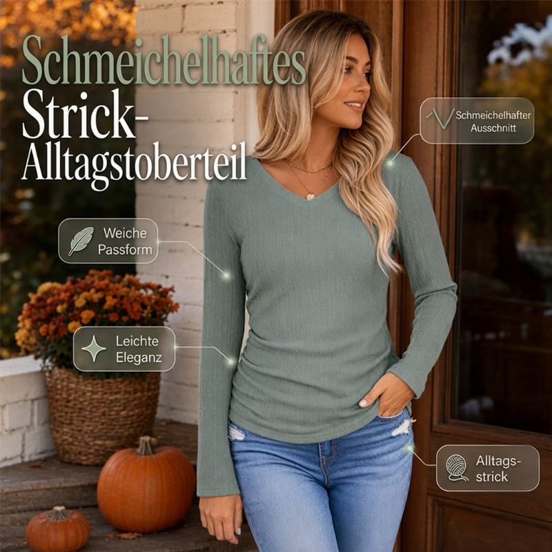 🥳🥳 Elegantes Damen-Strickoberteil mit V-Ausschnitt