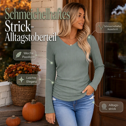 🥳🥳 Elegantes Damen-Strickoberteil mit V-Ausschnitt