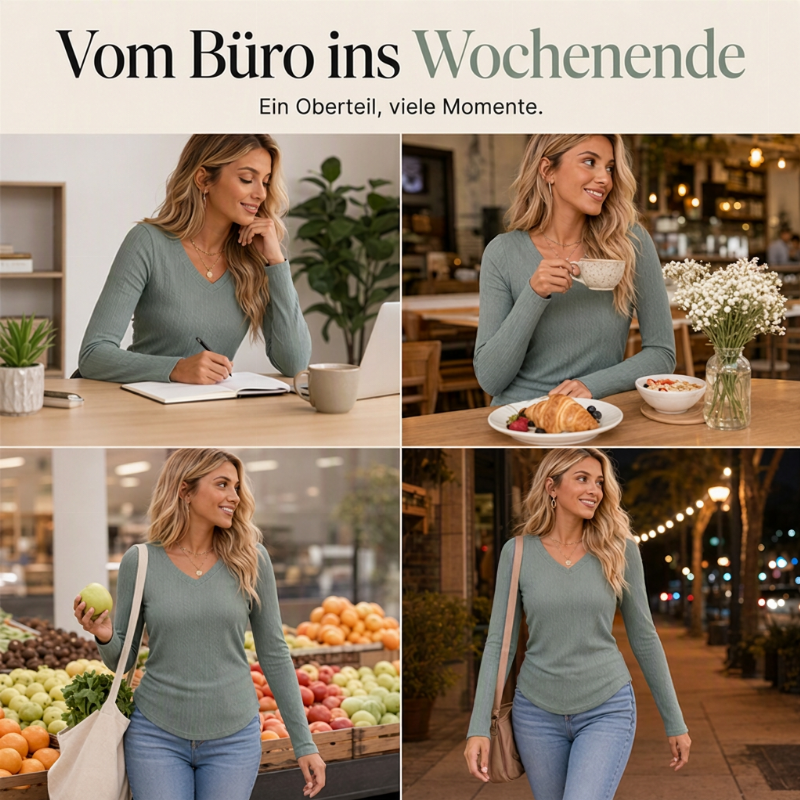 🥳🥳 Elegantes Damen-Strickoberteil mit V-Ausschnitt