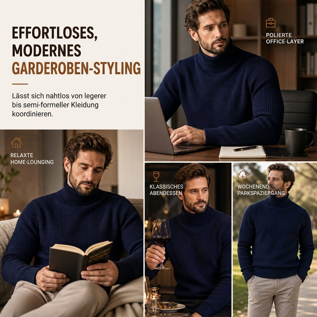 📢🎉🛍️✨Herren Strickpullover mit Rollkragen, schmale Passform