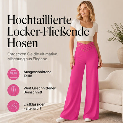 Freizeit-Hose für Damen mit hohem Bund und weitem Bein