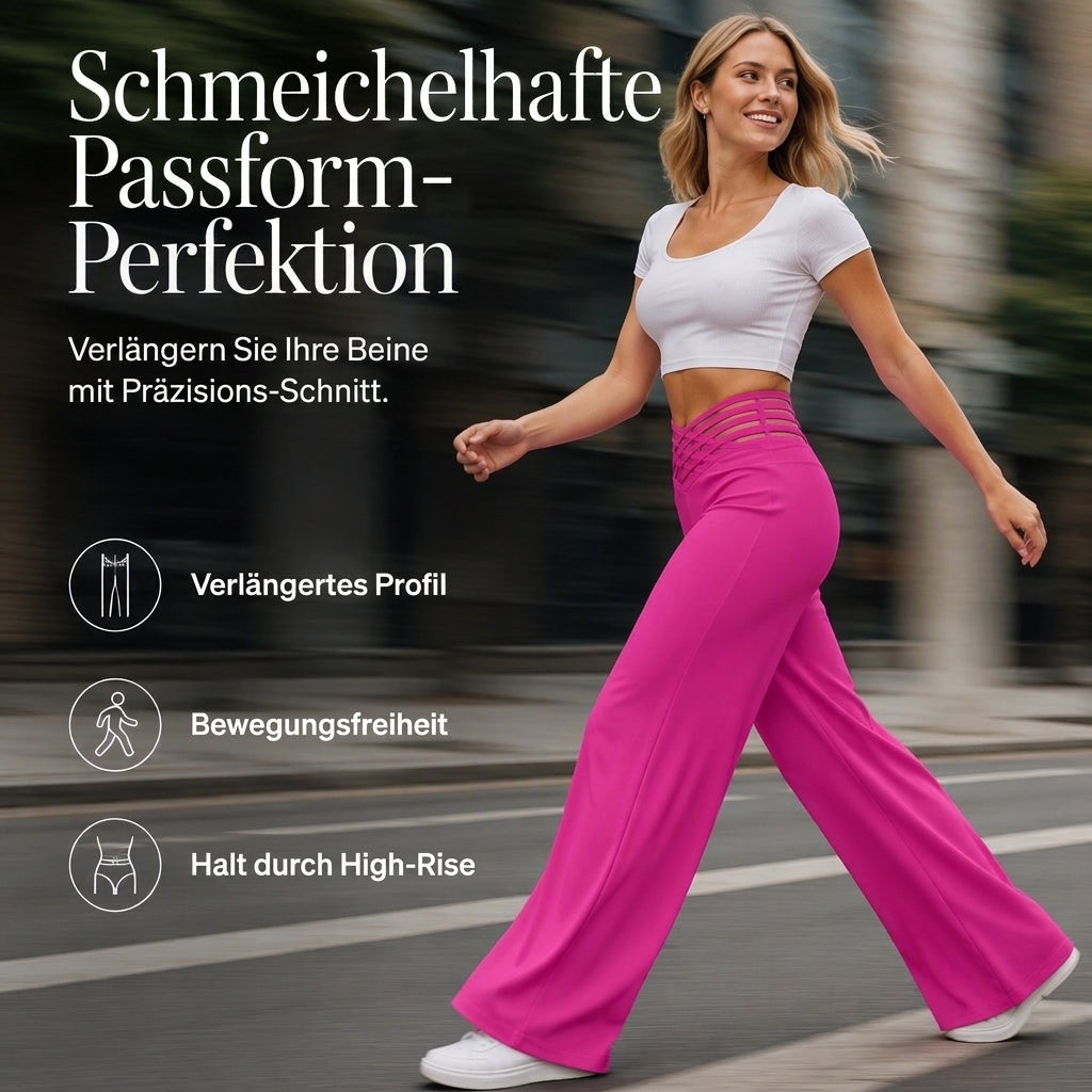 Freizeit-Hose für Damen mit hohem Bund und weitem Bein