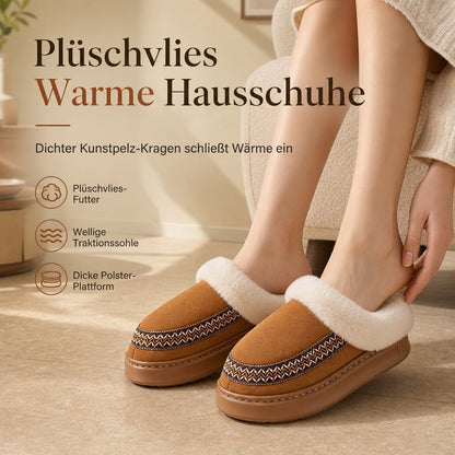 🥳 Warme, verdickte Hausschuhe für Damen mit rutschfester Sohle und Spitzenbesatz für den Innenbereich