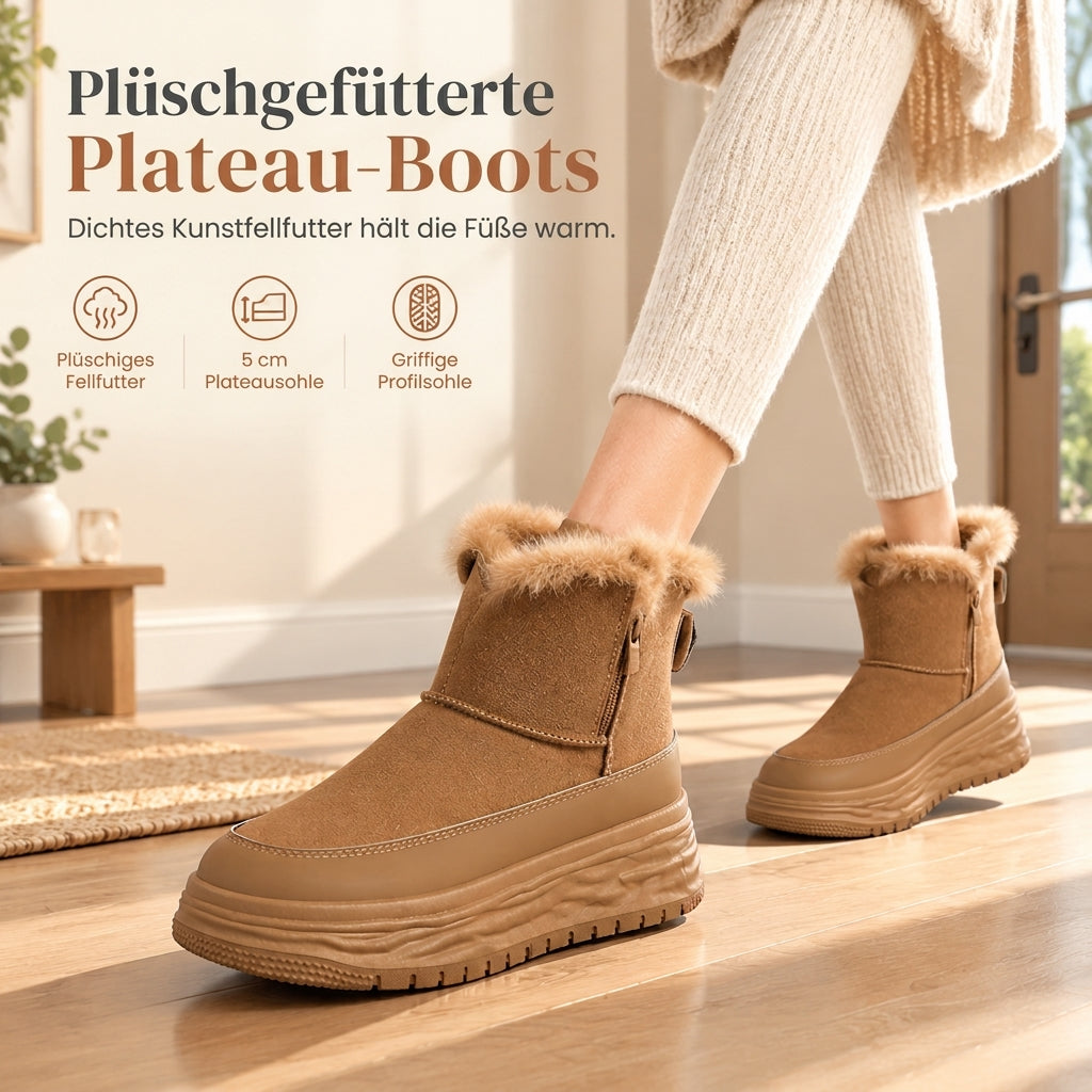 ⚡ Damen Winter Hochschaft Schneestiefel Warme Plüschgefütterte Dicke Sohle Freizeit Plateau Schuhe