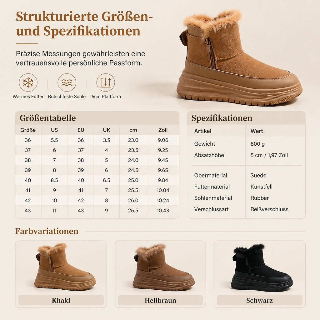 ⚡ Damen Winter Hochschaft Schneestiefel Warme Plüschgefütterte Dicke Sohle Freizeit Plateau Schuhe