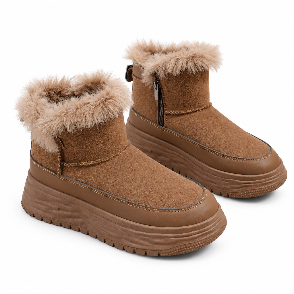 ⚡ Damen Winter Hochschaft Schneestiefel Warme Plüschgefütterte Dicke Sohle Freizeit Plateau Schuhe