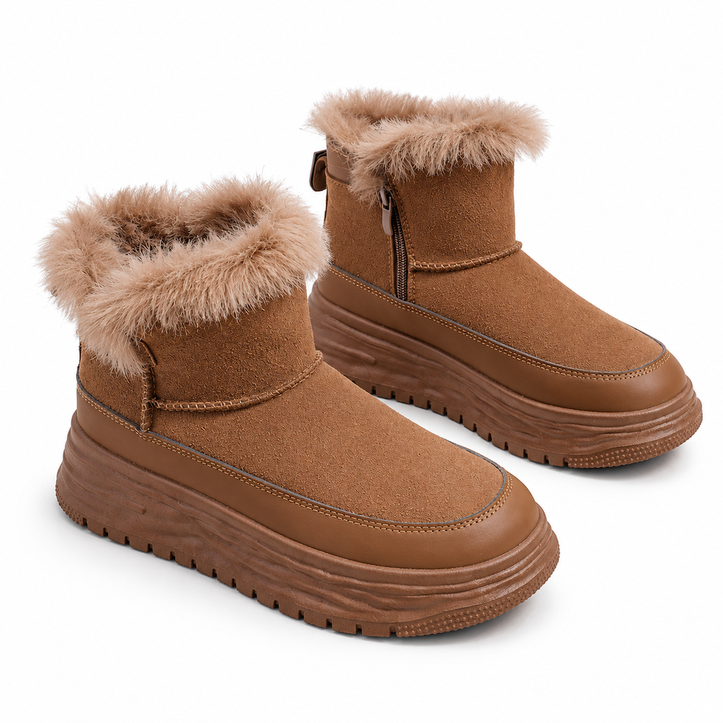 ⚡ Damen Winter Hochschaft Schneestiefel Warme Plüschgefütterte Dicke Sohle Freizeit Plateau Schuhe