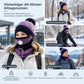 Damen Winter Warm Strickmütze mit Gesichtsmaske und Halstuch Winddicht Ohrenschutz Beanie für Radfahren