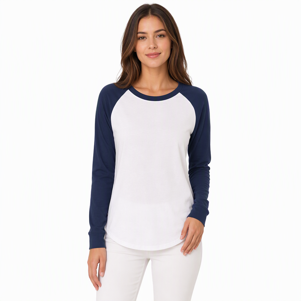 Damen Lockeres Casual Rundhals Langarm T-Shirt Farbblock Pullover Oberteil