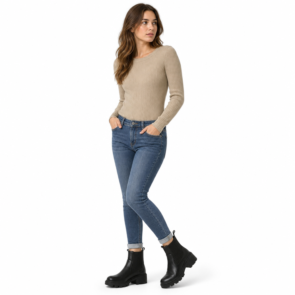 Lässige Stiefel mit niedrigem Absatz für Damen