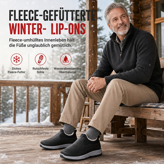 👞 Herren gefütterte wasserdichte Slip, keine nassen und kalten Füße – Rutschfest, weiche Sohle & warm für den Winter ✨