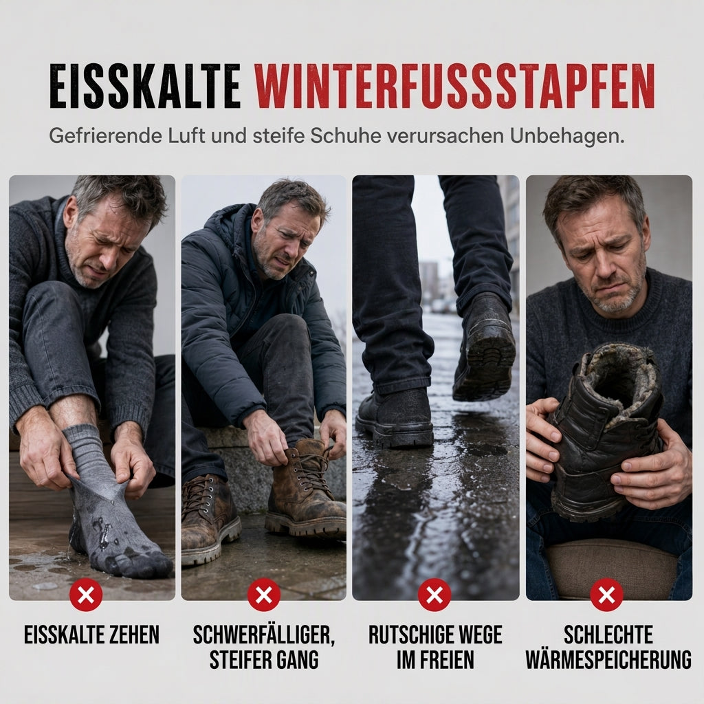👞 Herren gefütterte wasserdichte Slip, keine nassen und kalten Füße – Rutschfest, weiche Sohle & warm für den Winter ✨