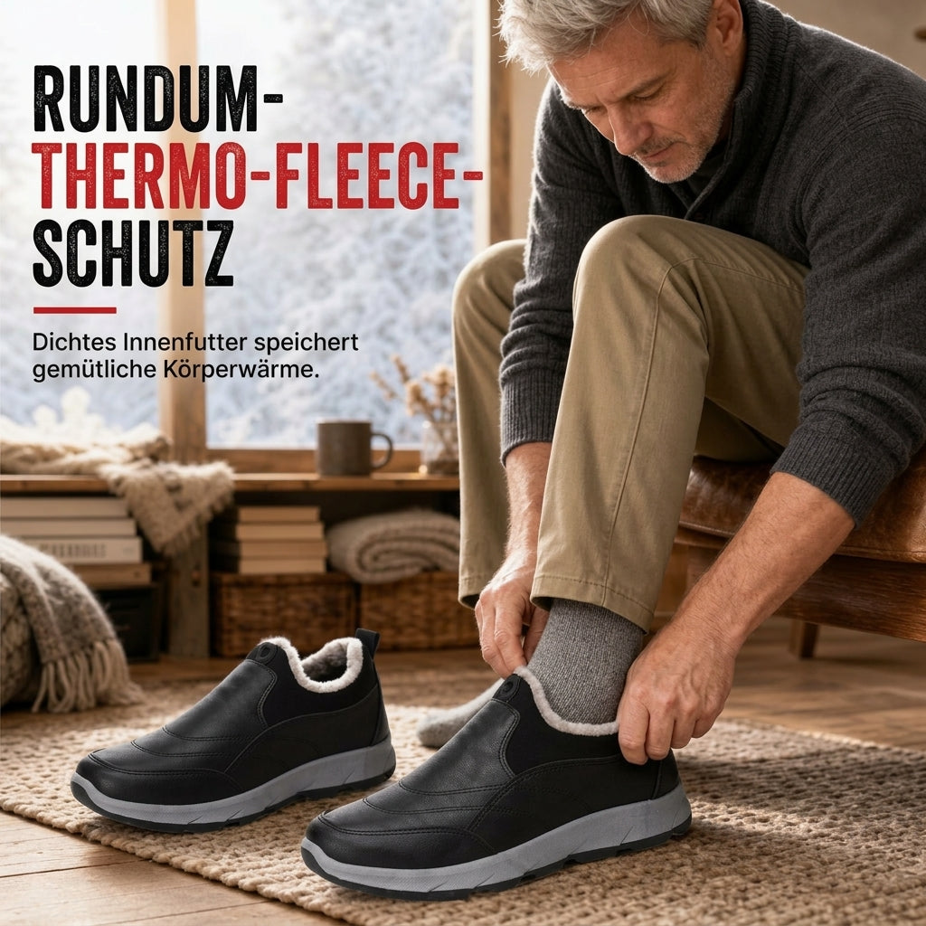 👞 Herren gefütterte wasserdichte Slip, keine nassen und kalten Füße – Rutschfest, weiche Sohle & warm für den Winter ✨