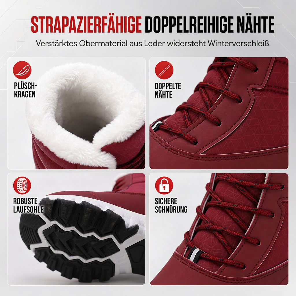 Damen Winter-Schneestiefel, verdickte Mittelschaft-Stiefel für Outdoor-Reisen, in Übergröße