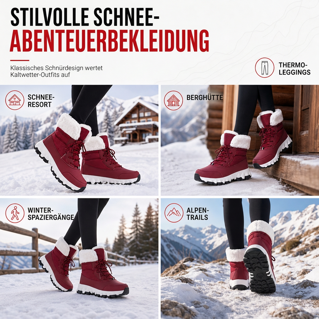 Damen Winter-Schneestiefel, verdickte Mittelschaft-Stiefel für Outdoor-Reisen, in Übergröße