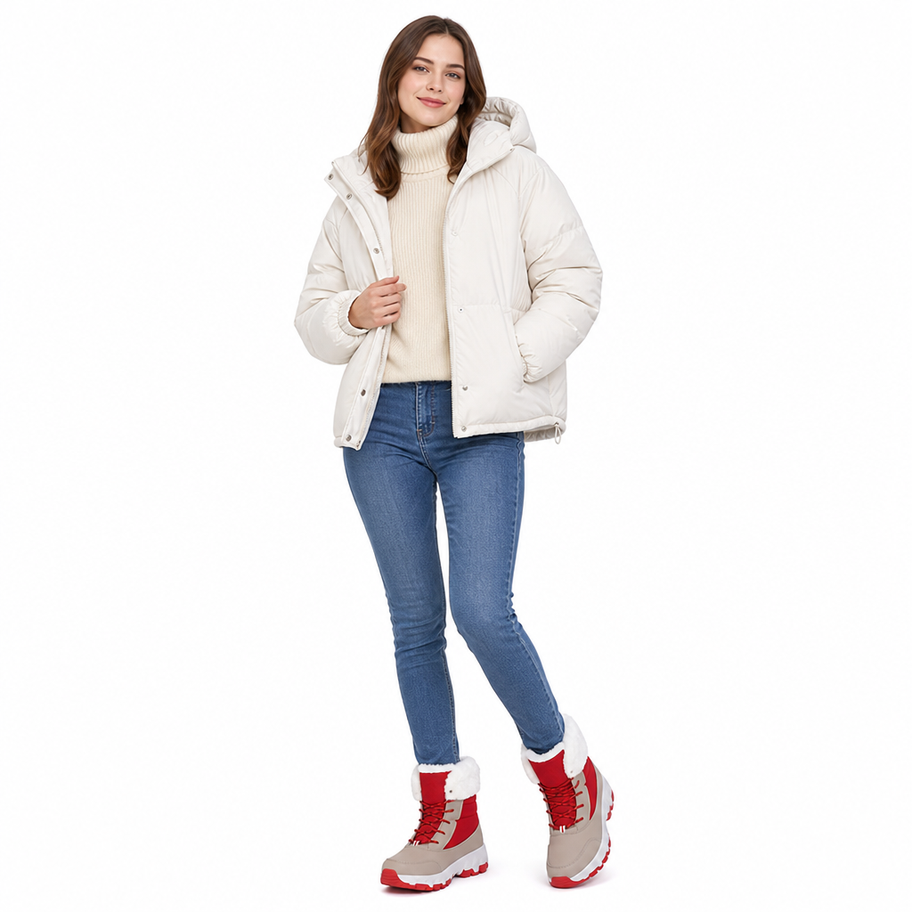 Damen Winter-Schneestiefel, verdickte Mittelschaft-Stiefel für Outdoor-Reisen, in Übergröße