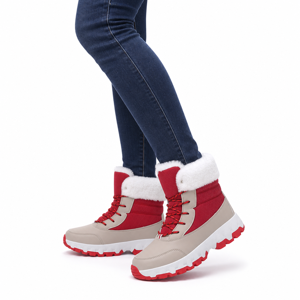 Damen Winter-Schneestiefel, verdickte Mittelschaft-Stiefel für Outdoor-Reisen, in Übergröße