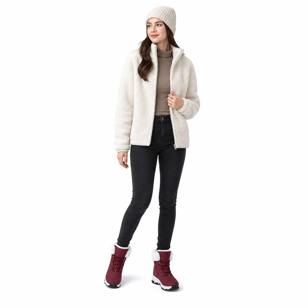 Damen Winter-Schneestiefel, verdickte Mittelschaft-Stiefel für Outdoor-Reisen, in Übergröße