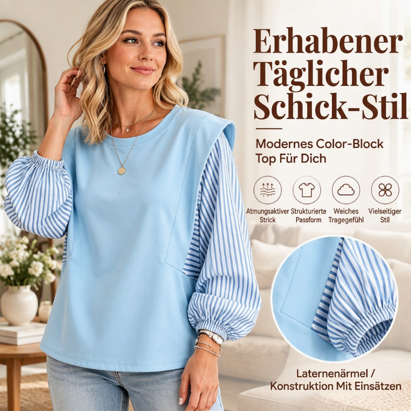 🔥🔥 Lässiges Damen-Langarmshirt mit Patchwork-Design