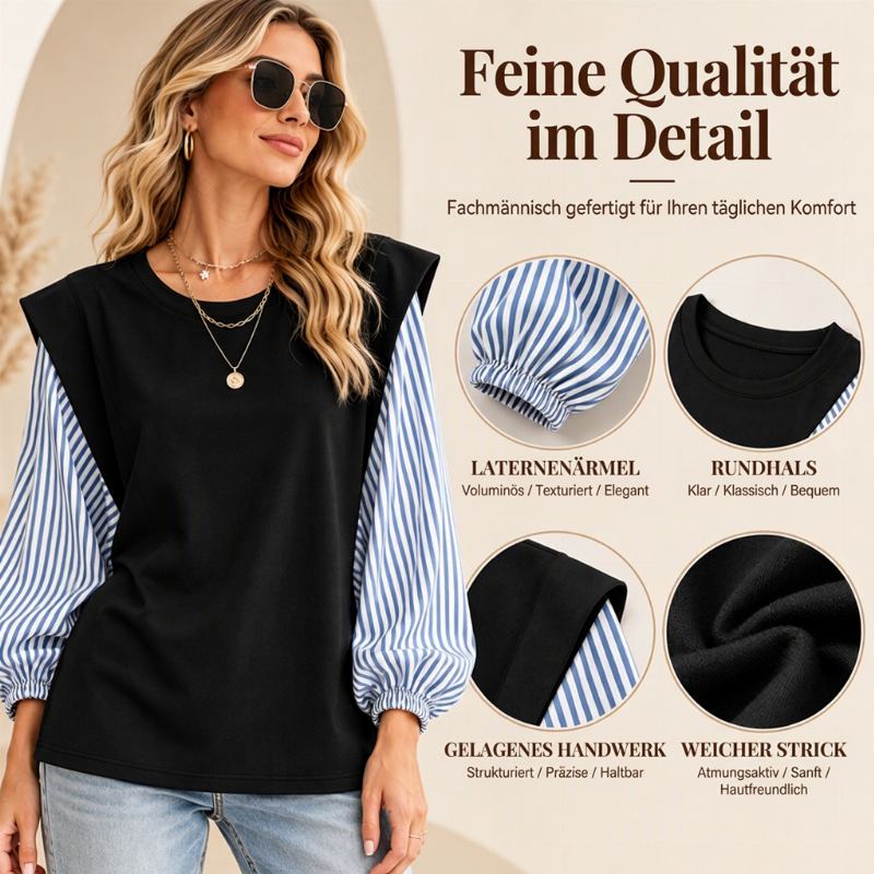 🔥🔥 Lässiges Damen-Langarmshirt mit Patchwork-Design