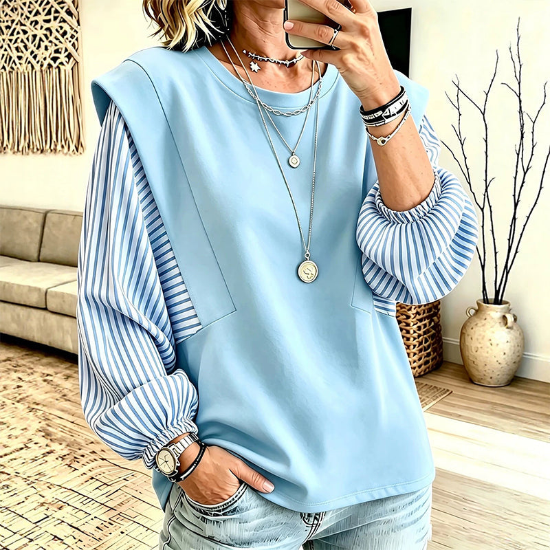 🔥🔥 Lässiges Damen-Langarmshirt mit Patchwork-Design