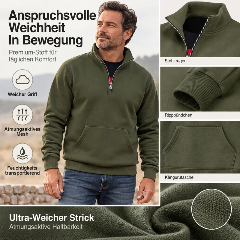 🥳 🥳 Warmes Halbzip-Sweatshirt für Herren
