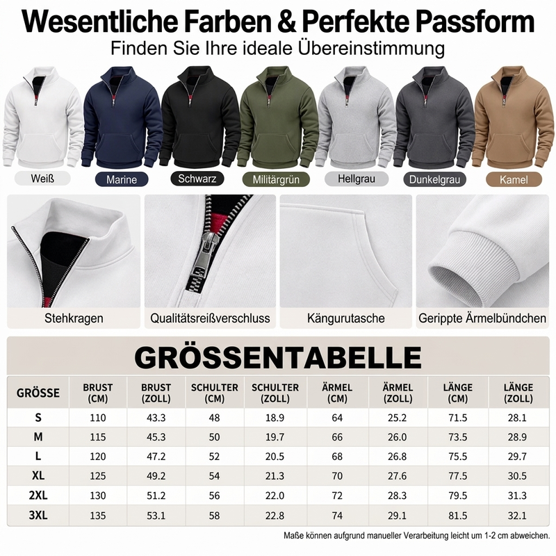 🥳 🥳 Warmes Halbzip-Sweatshirt für Herren
