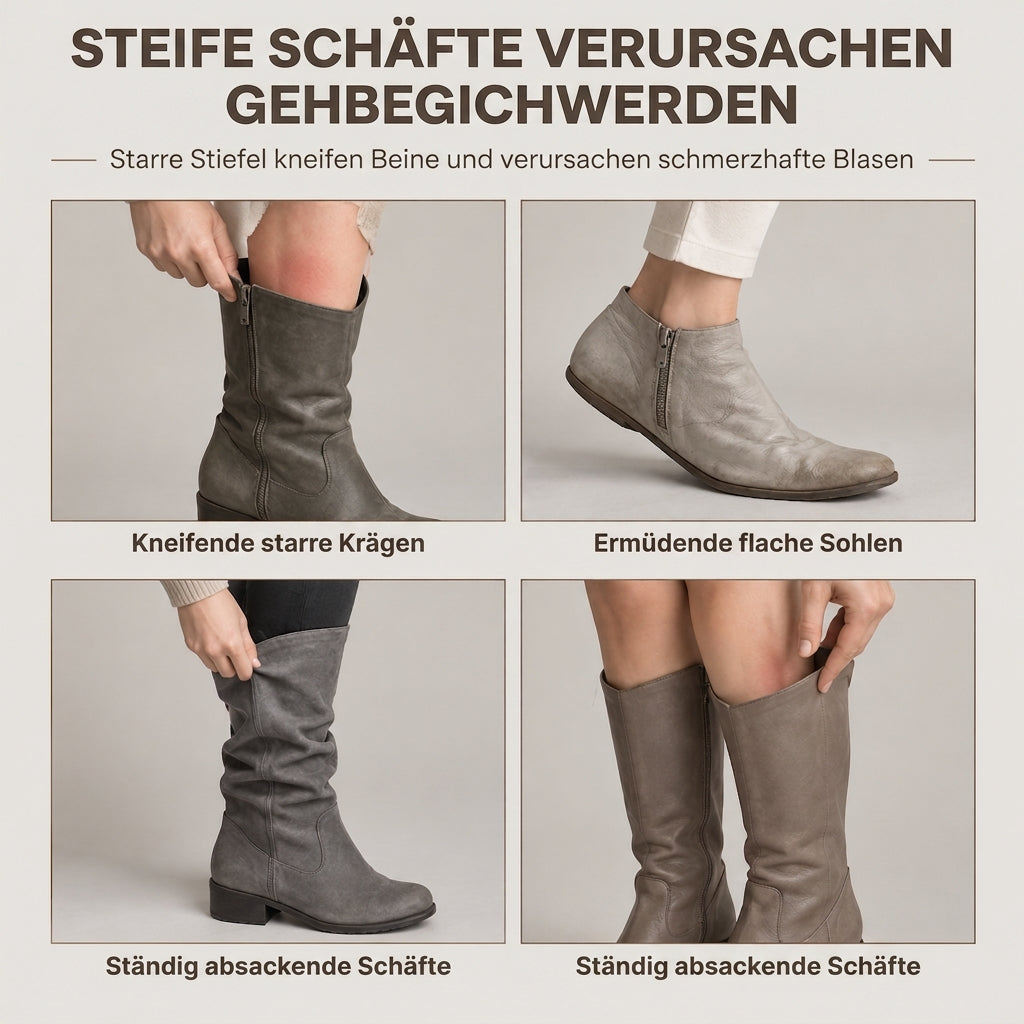 Damen Kniehochstiefel aus weichem Leder mit spitzer Zehenpartie, lässiger Passform und klotzigem Blockabsatz