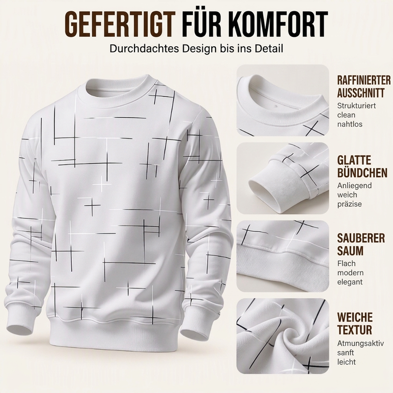 📢🎉🛍️✨Freizeit Sweatshirt mit Rundhalsausschnitt und Linienmuster für Herren