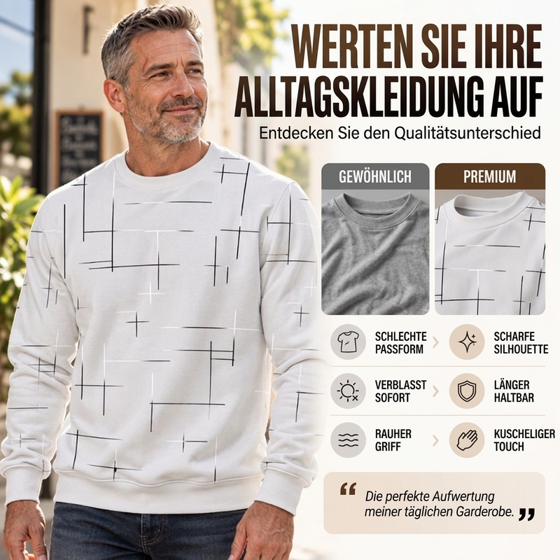 📢🎉🛍️✨Freizeit Sweatshirt mit Rundhalsausschnitt und Linienmuster für Herren