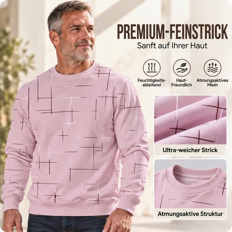 📢🎉🛍️✨Freizeit Sweatshirt mit Rundhalsausschnitt und Linienmuster für Herren