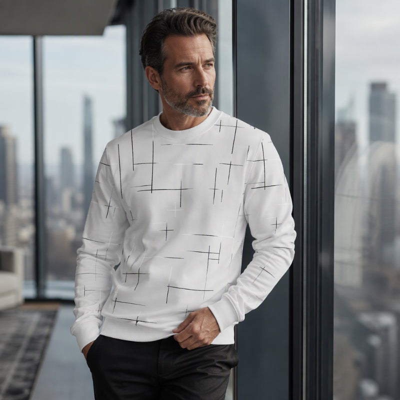 📢🎉🛍️✨Freizeit Sweatshirt mit Rundhalsausschnitt und Linienmuster für Herren