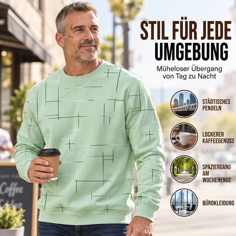📢🎉🛍️✨Freizeit Sweatshirt mit Rundhalsausschnitt und Linienmuster für Herren