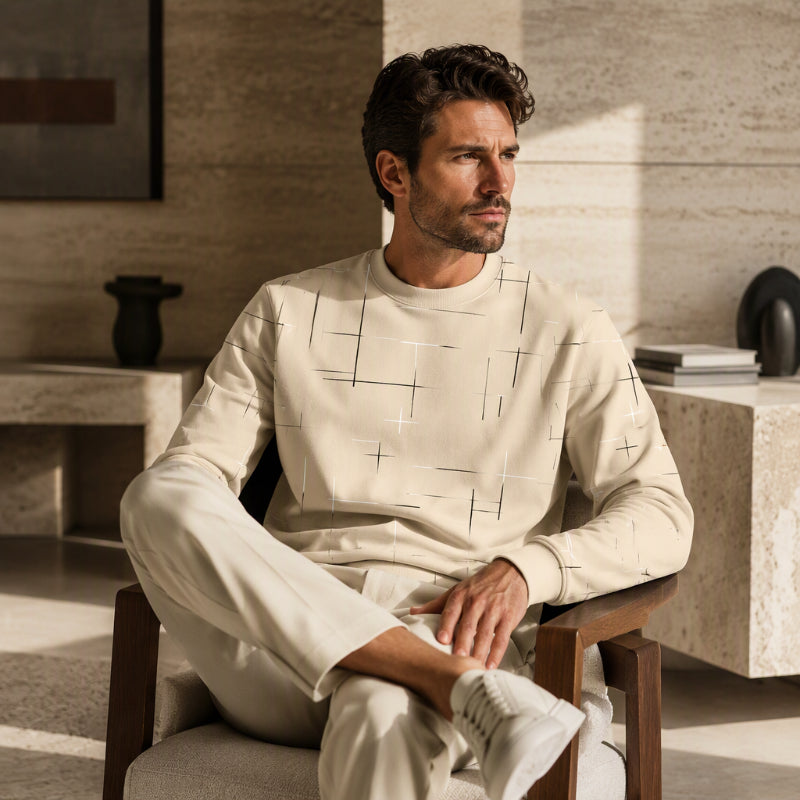 📢🎉🛍️✨Freizeit Sweatshirt mit Rundhalsausschnitt und Linienmuster für Herren