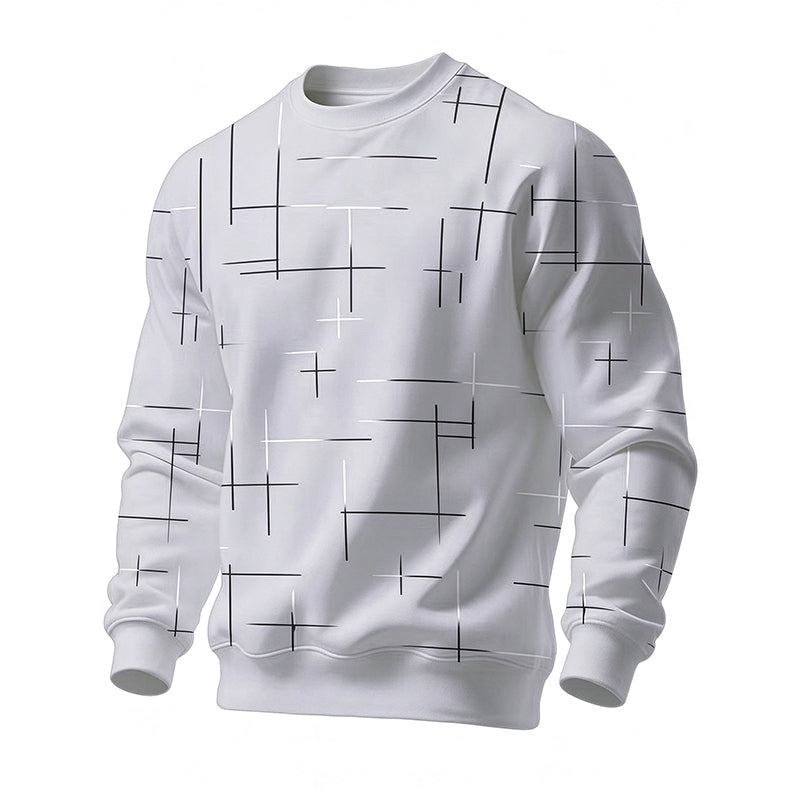 📢🎉🛍️✨Freizeit Sweatshirt mit Rundhalsausschnitt und Linienmuster für Herren