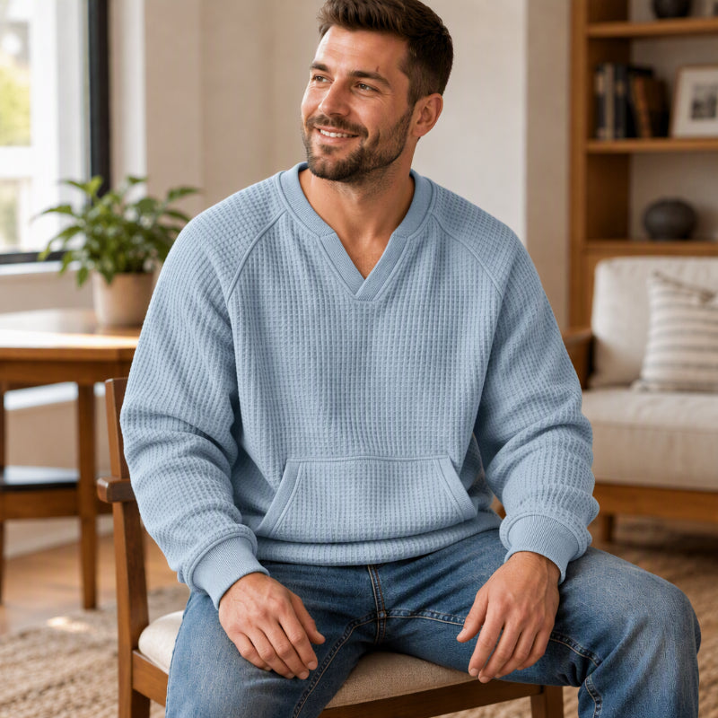 Lässiges Waffelstrick-Sweatshirt für Herren