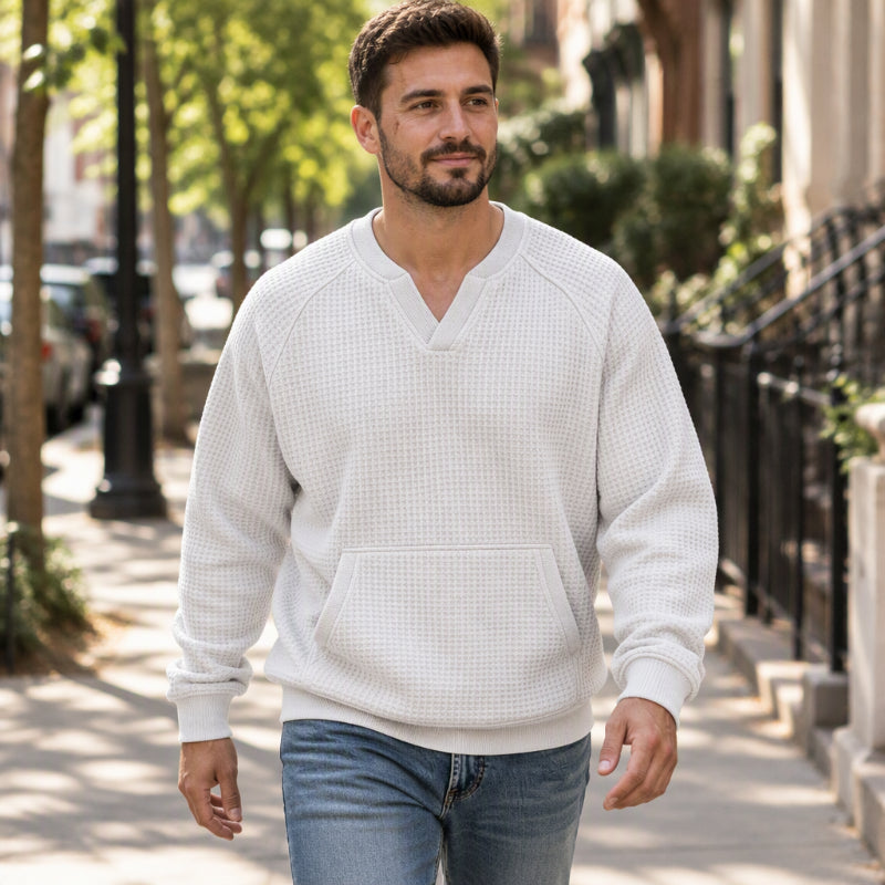 Lässiges Waffelstrick-Sweatshirt für Herren