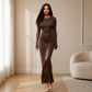 Figurbetontes Maxi-Kleid mit langen Ärmeln und Fishtail-Saum für Damen