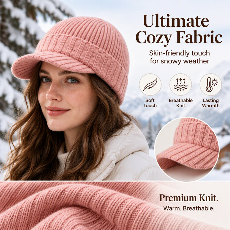 Unisex Warm Strickmütze mit Schirm