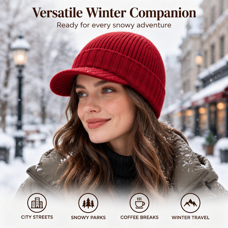 Unisex Warm Strickmütze mit Schirm
