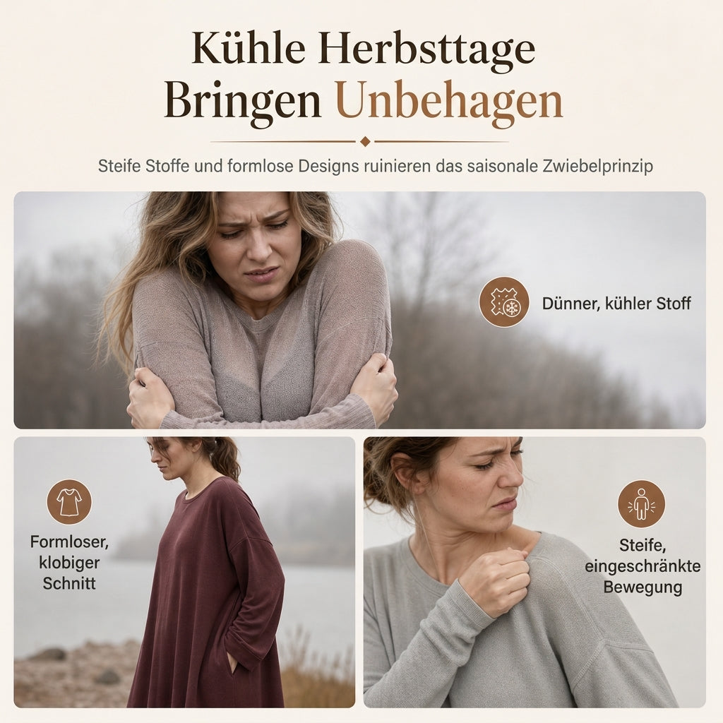Lässiges, locker sitzendes Damenkleid mit langen Ärmeln, Rundhalsausschnitt und einfarbigem Design