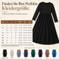 Lässiges, locker sitzendes Damenkleid mit langen Ärmeln, Rundhalsausschnitt und einfarbigem Design