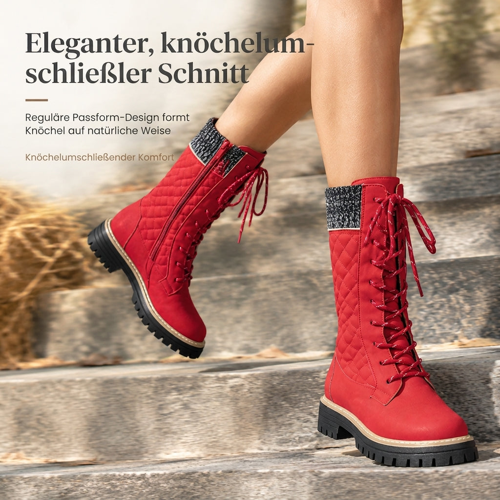 Damen-Stiefeletten mit runder Zehenpartie, Plateau und dicker Sohle, in Übergröße für den Herbst