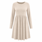 Lässiges, locker sitzendes Damenkleid mit langen Ärmeln, Rundhalsausschnitt und einfarbigem Design