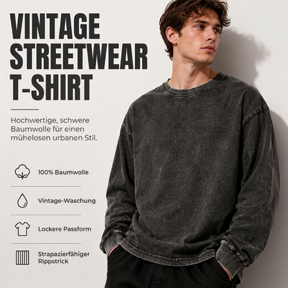 📢📢🎉✨Vintage gewaschenes Langarm-T-Shirt