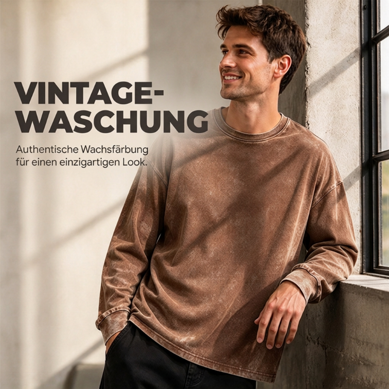 📢📢🎉✨Vintage gewaschenes Langarm-T-Shirt