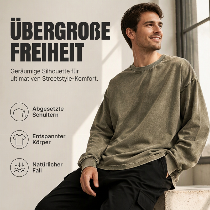 📢📢🎉✨Vintage gewaschenes Langarm-T-Shirt